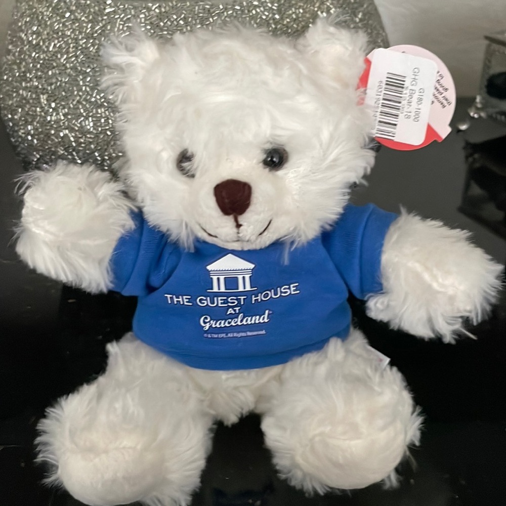 🛍️ 3 for $12 Elvis Graceland SMALL white bear. Very cute, NEW with tags